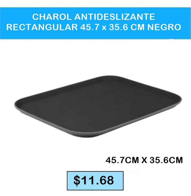 CHAROL ANTIDESLIZANTE RECTANGULAR 45.7 X 35.6CM NEGRO