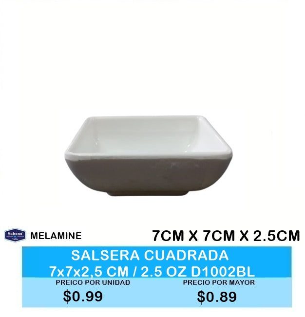 SALSERA CUADRADA BLANCA 7x7x2,5 CM / 2.5 OZ D1002