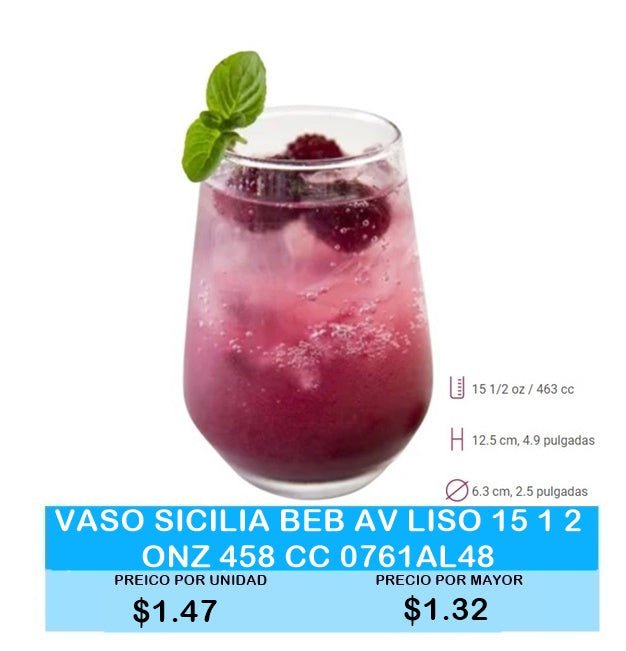 VASO SICILIA BEBIDAS LISO 0761AL48