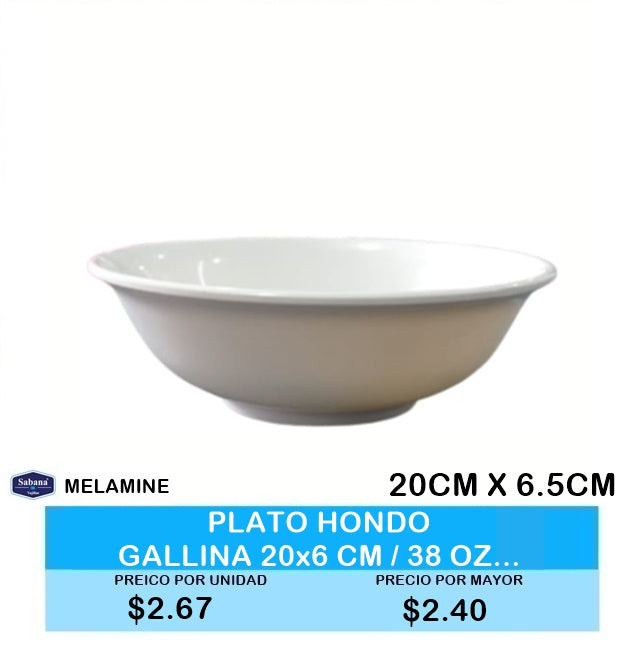 PLATO HONDO GALLINA 20CM X 6CM/38 ONZ