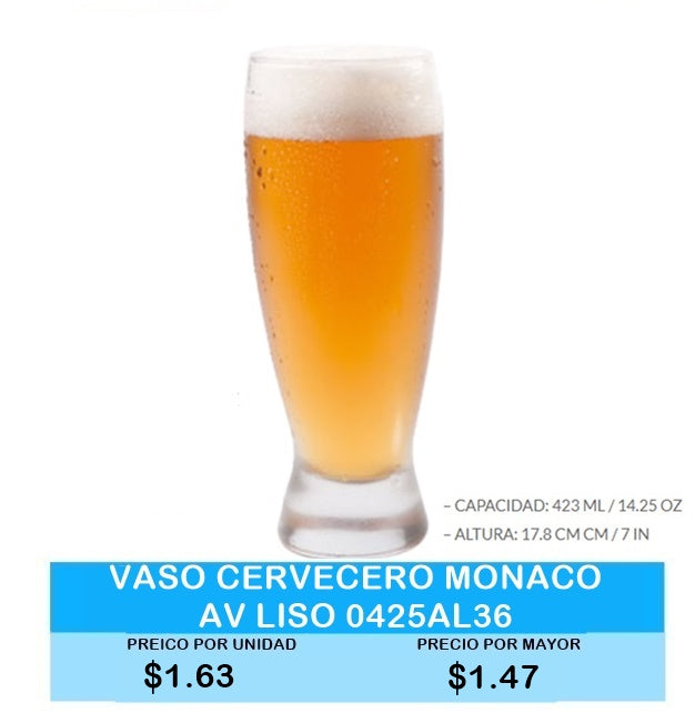 VASO CERVECERO MONACO AV LISO 0425AL36
