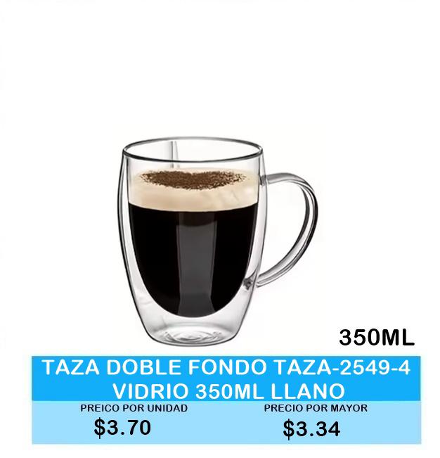 TAZA DOBLE FONDO 2549 VIDRIO 350ML LLANO