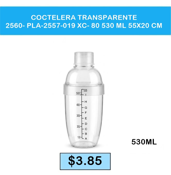 COCTELERA TRANSPARENTE 2560- PLA-2557-019 XC- 80 530 ML 55X20 CM