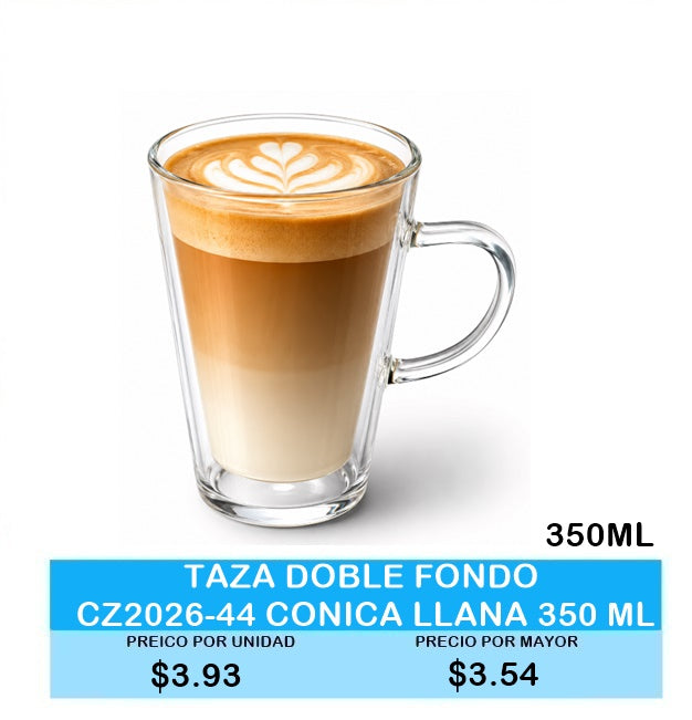 TAZA DOBLE FONDO CZ2026-44 CONICA LLANA 350 ML