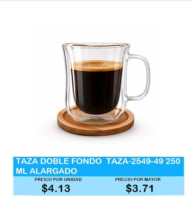 TAZA DOBLE FONDO TAZA-2549-49 250 ML ALARGADO