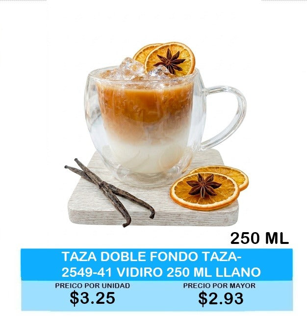 TAZA DOBLE FONDO TAZA-2549-41 VIDIRO 250 ML LLANO