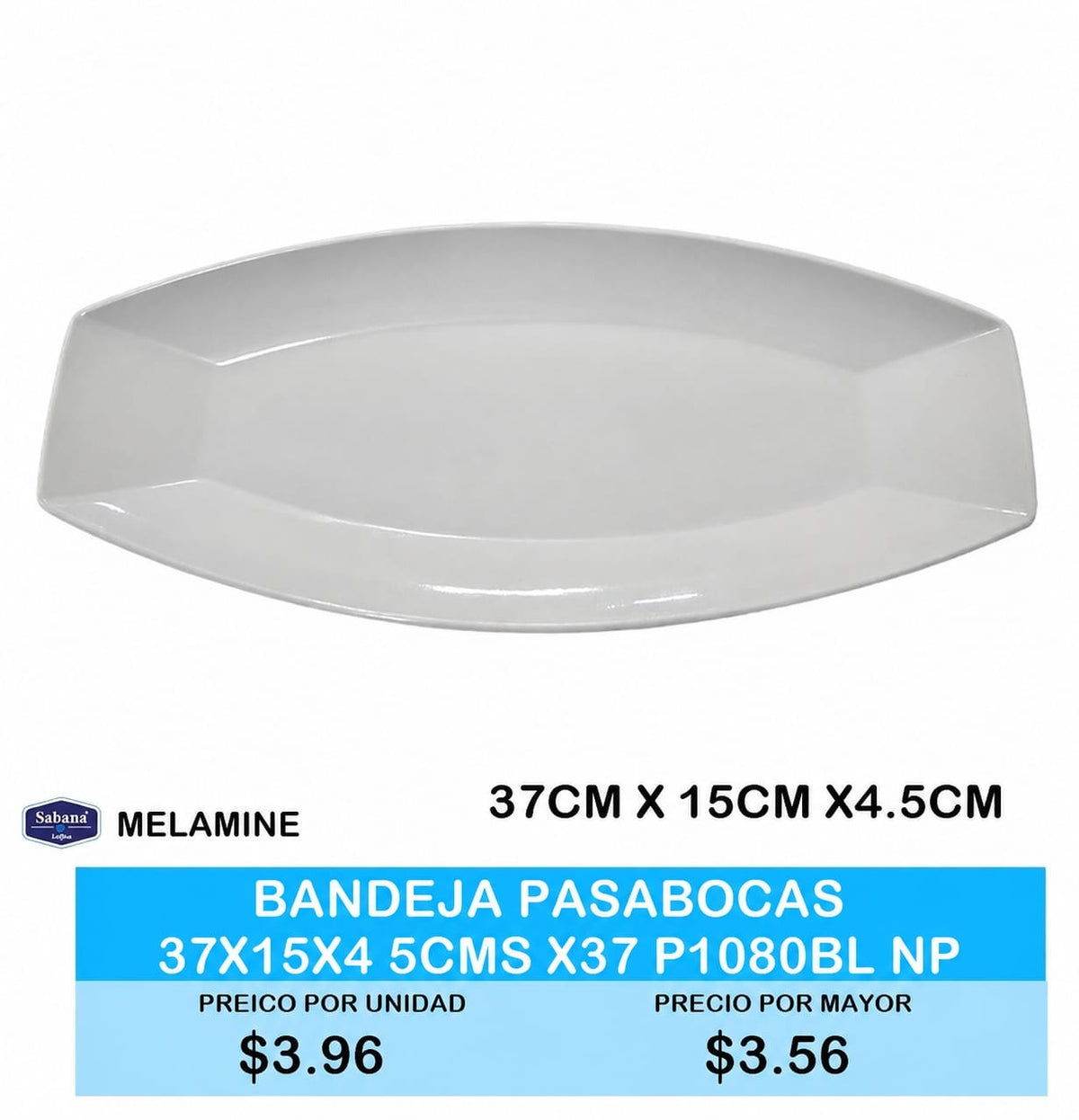 BANDEJA PASABOCAS 37X15X4 5CMS X37 P1080BL NP