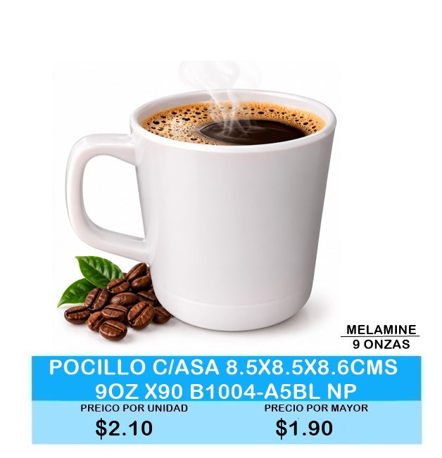 POCILLO C/ASA 8.5X8.5X8.6CMS 9OZ X90 B1004-A5BL NP