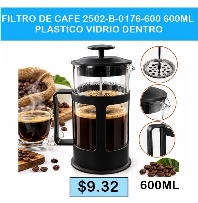 FILTRO DE CAFE 2502-B-0176-600 600ML PLASTICO VIDRIO DENTRO