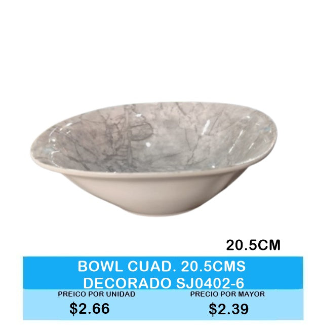 BOWL CUADRADO 20.5CM DECORADO