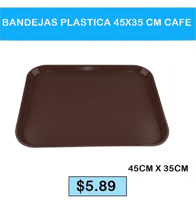 BANDEJA PLASTICA 45 X 35 CM CAFE