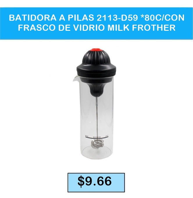 BATIDORA A PILAS CON FRASCO DE VIDRIO MILK FROTHER