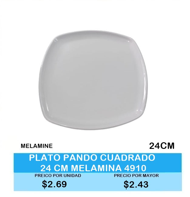 PLATO PANDO CUADRADO 24CM MELAMINE