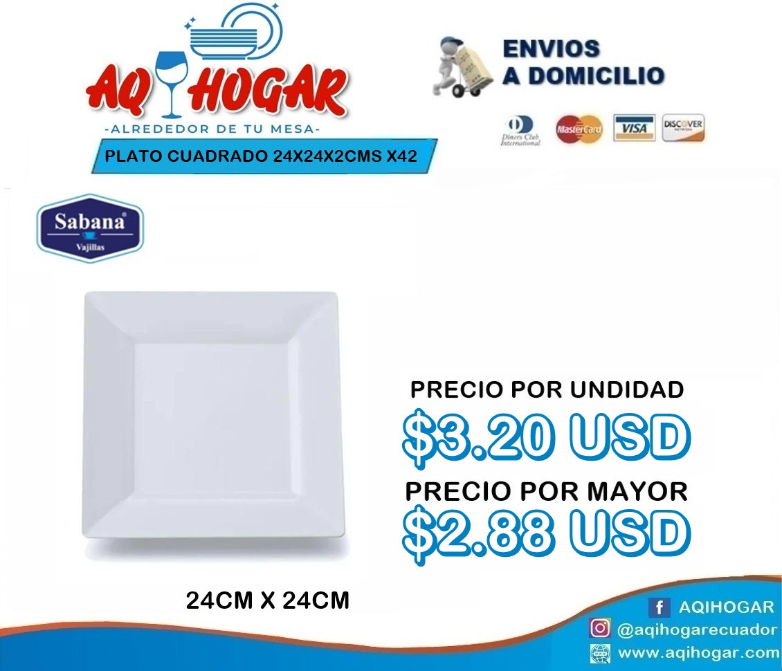 Plato Cuadrado 24x24x2 CMS X42