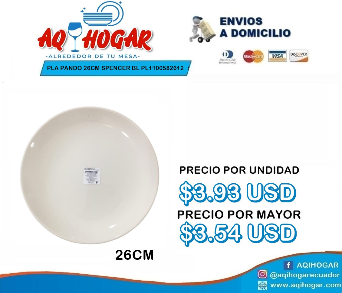 Plato Pando 26cm SPENCER BLANCO