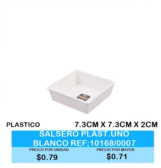 SALSERO PLASTICO BLANCO 7.3CM X 7.3 X 2CM