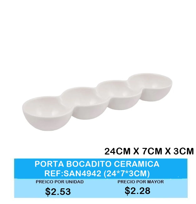 PORTA BOCADITO CERAMICA 24CM X 7CM X 3CM