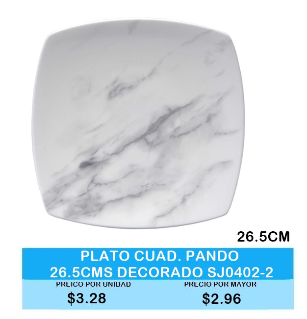 PLATO CUADRADO PANDO 26.5CM DECORADO