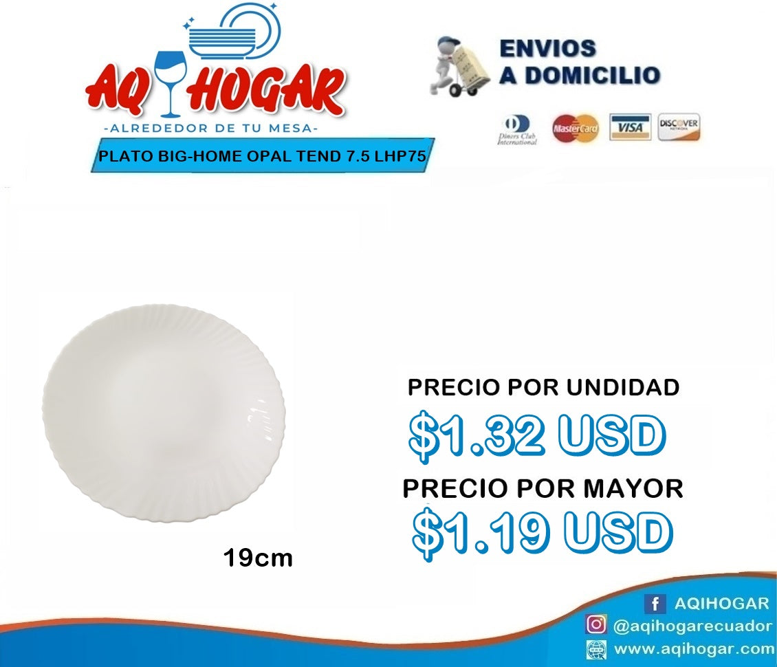 Plato Big-Home Opal Tendido 7.5 LHP75