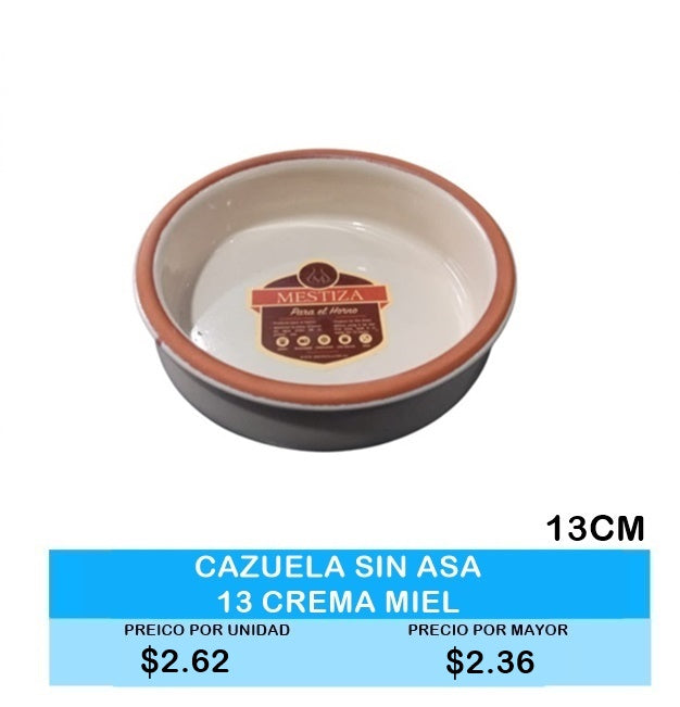 Cazuela sin Asa 13cm Crema Miel