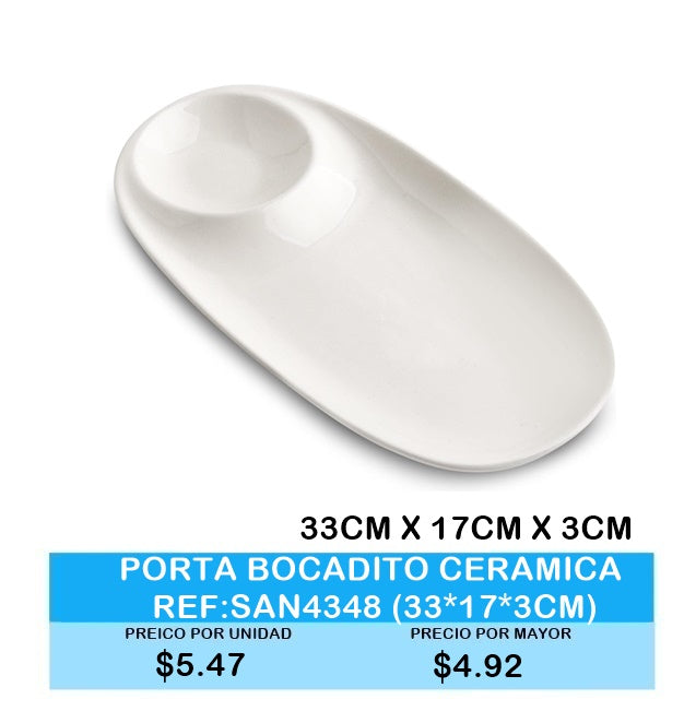 PORTA BOCADITO CERAMICA 33CM X 17CM X3CM