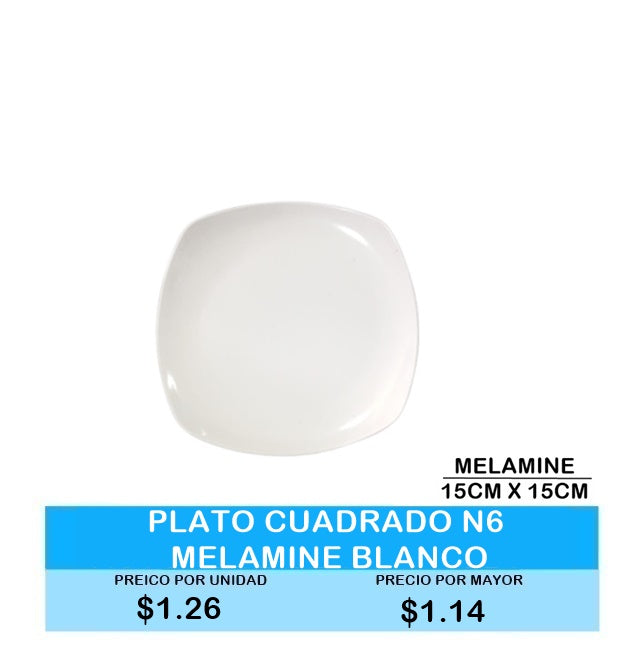 PLATO CUADRADO N6 MELAMINE BLANCO