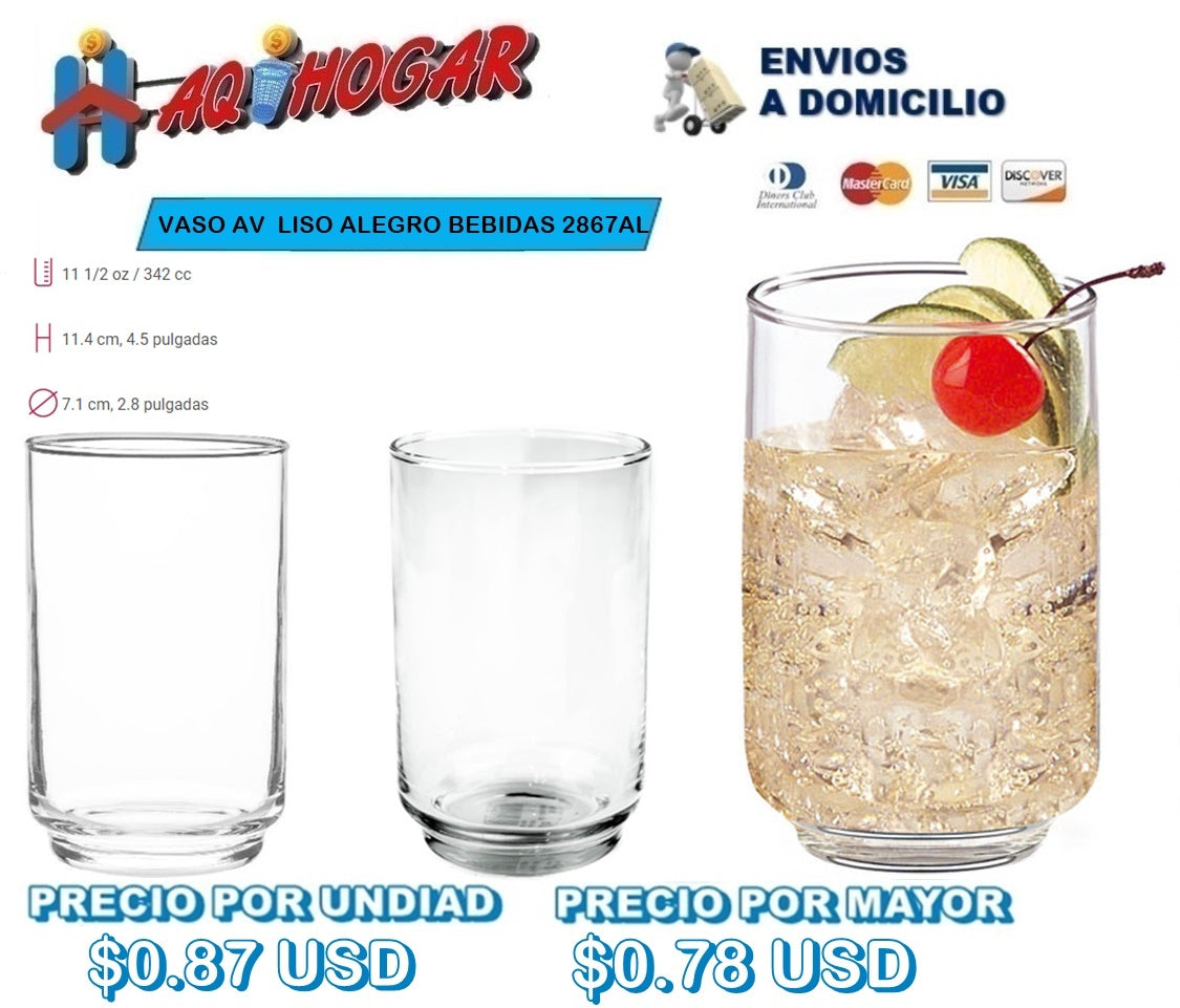 Vaso Av Liso Alegro Bebidas 2867AL