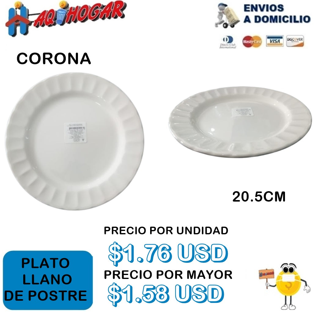 Plato Llano postre Corona 20.5cm