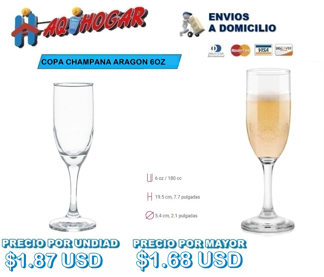 Copa Champana Aragon 6oz