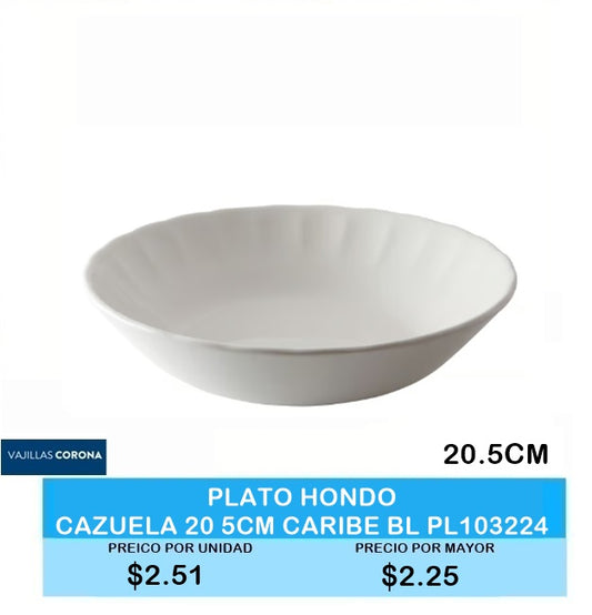 Plato Hondo Cazuela 20.5CM CARIBE BL103224