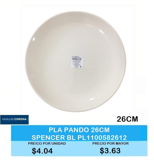 Plato Pando 26cm  SPENCER BLANCO