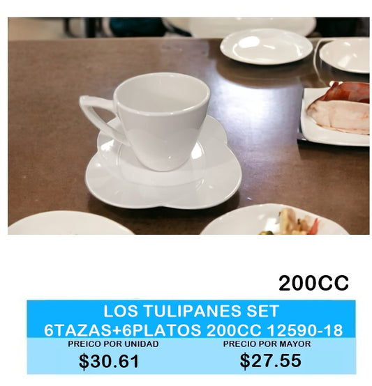 Juego de Taza y Plato Tulipan 6tazas+6platos