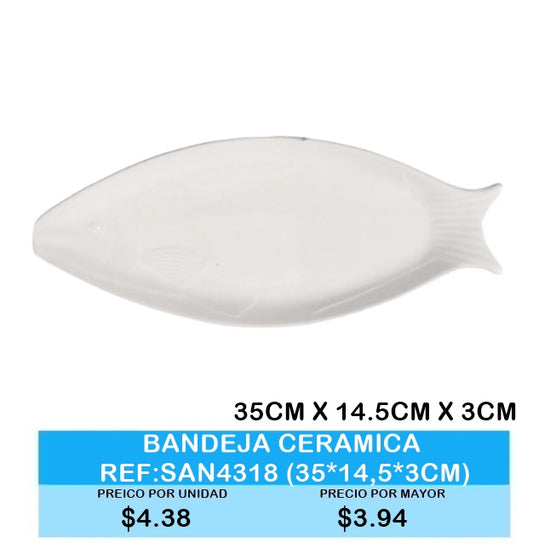 BANDEJA CERAMICA 35CM X 14.5CM X 3CM