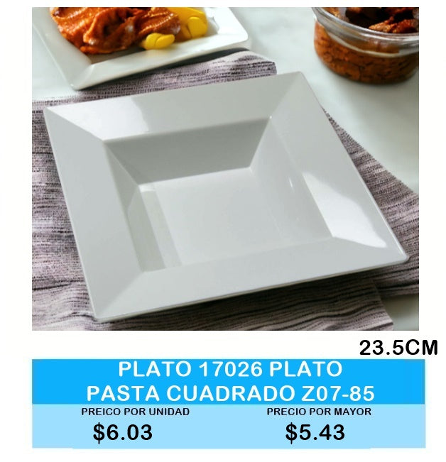 Plato Pasta Cuadrado 23.5cm