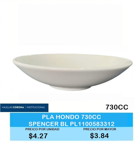 Plato Hondo 730 CC SPENCER Blanco
