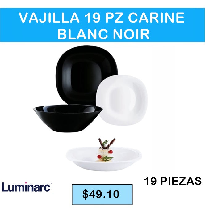 Vajilla 19pz Carine Blanc Noir