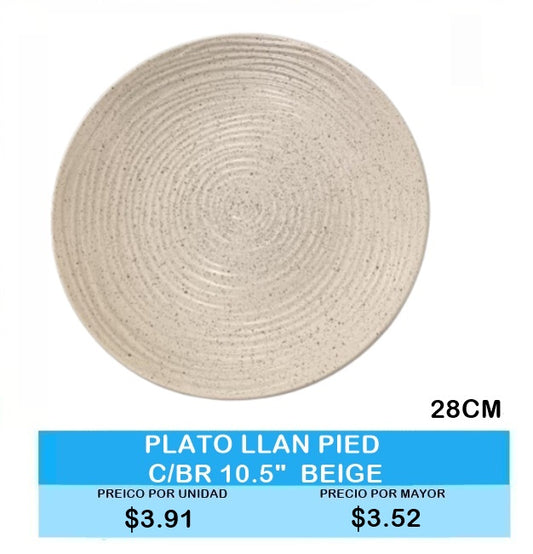 PLATO LLANO PIEDRA C/BR 10.5 BEIGE 28CM