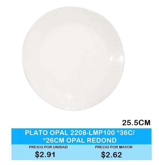 Plato Opal 2208-LMP100 36C/25,5CM OPAL REDONDO