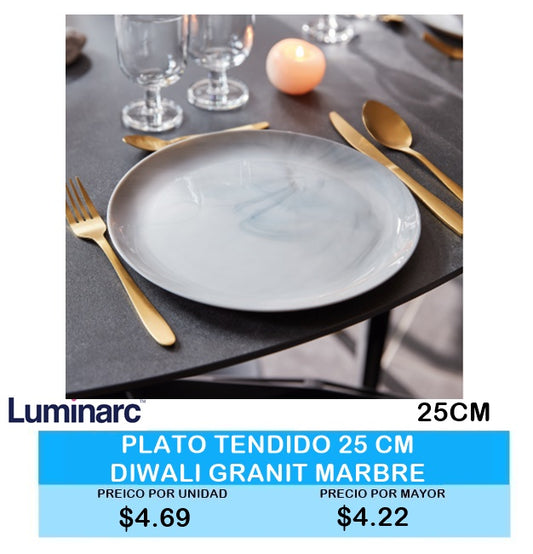 PLATO TENDIDO 25CM DIWALI GRANIT  MARBRE