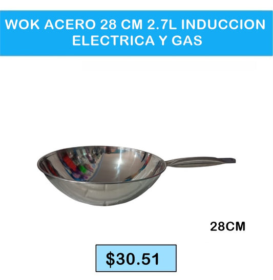 WOCK ACERO 28CM 2.7LTS INUCCION/ELECTRICA/GAS