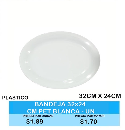 Bandeja 33X24 CM Pet Blanca- UN