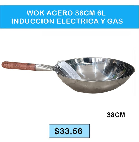 WOCK ACERO 38CM 6LTS INUCCION/ELECTRICA/GAS