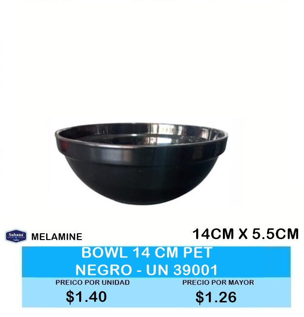 BOWL 14CM CUADRADO PET NEGRO-UN 39001