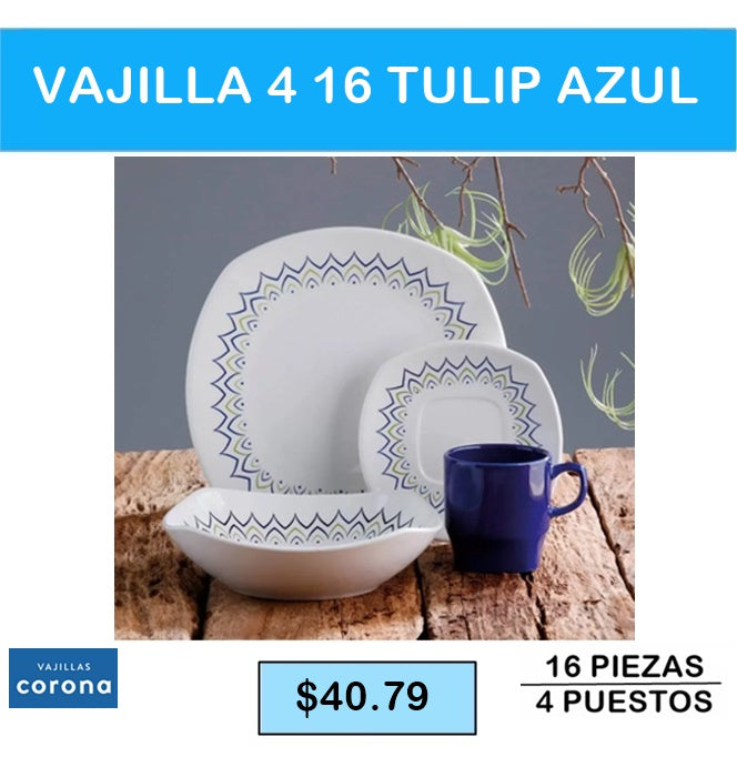 Vajilla 4-16 Tulip Azul