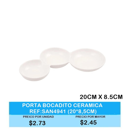 PORTA BOCADITO CERAMICA 20CM X 8.5CM