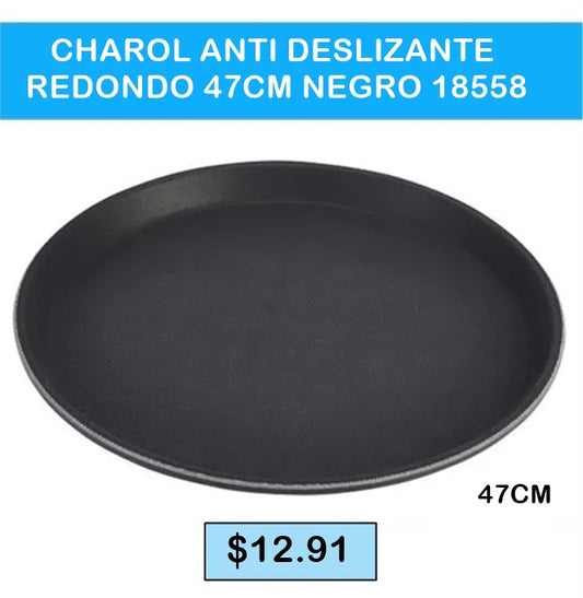 Charol Antideslizante  Redondo 47 CM Negro