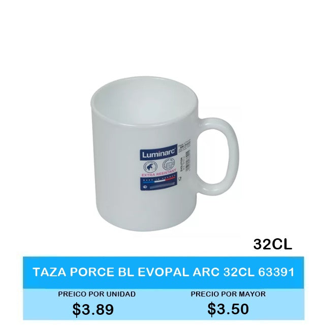 TAZA PORCE BLANCA EVOPAL ARC 32CL