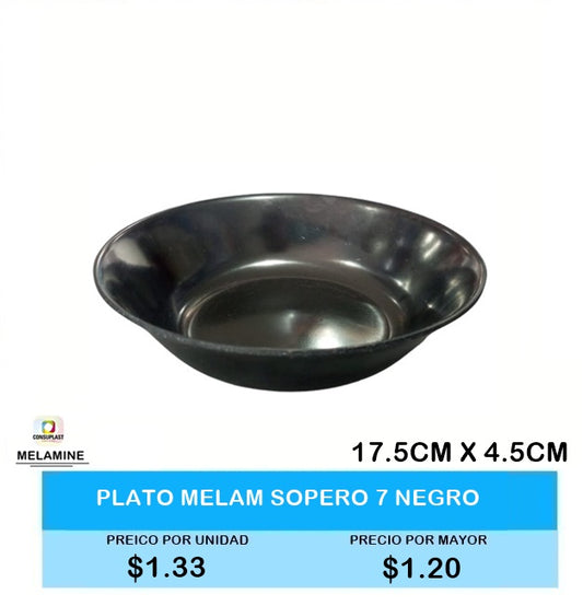 Plato Melamine Sopero Negro