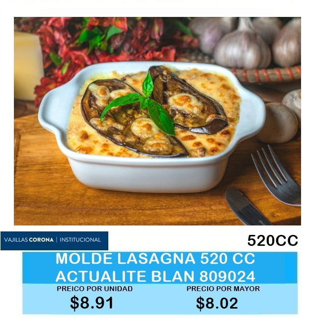 MOLDE LASAGNA 520CC ACTUALITE BLANCO