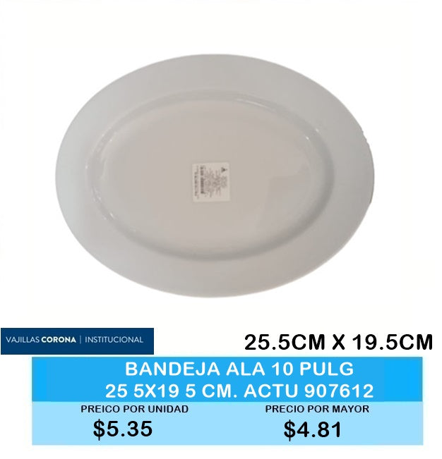 BANDEJA ALA 10  PULG 25.5 X 19.5CM